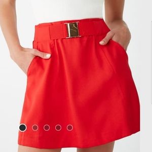 Red Belted Mini Skirt